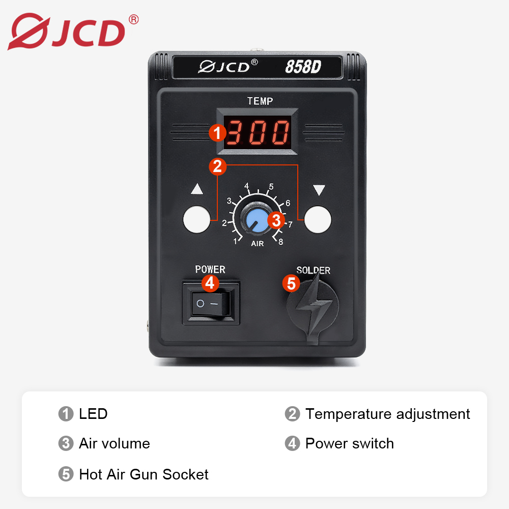 JCD Hot Air Gun 858D 700W BGA  - Heat Gun Variable recension och pris